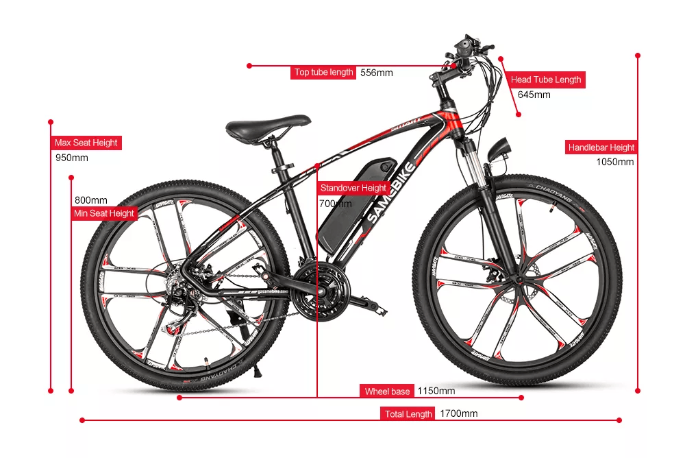SamEBike Electric Cruiser EBike SM26 - Black and Red